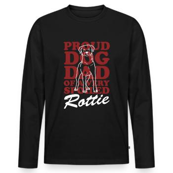Rottweiler Dad | Rottie Hunde Hundehalter Geschenk - Männer Premium Bio Langarmshirt - Schwarz - Vorne - Nico (187cm)