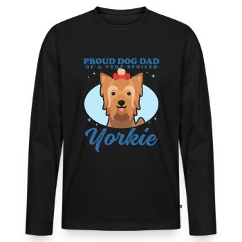 Yorkshire Terrier Papa Yorkie Chien Propriétaire Cadeau - T-shirt manches longues Premium bio Homme - noir - Devant - Nico (187cm)
