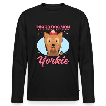 Yorkshire Terrier Maman Yorkie Chien Propriétaire Cadeau - T-shirt manches longues Premium bio Homme - noir - Devant - Nico (187cm)