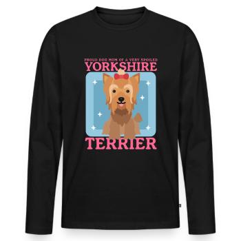 Yorkshire Terrier Maman Chien Propriétaire Cadeau - T-shirt manches longues Premium bio Homme - noir - Devant - Nico (187cm)