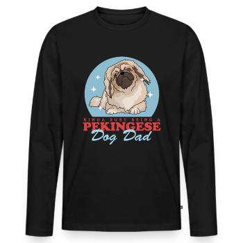 Pekingese Dad Pekinese Dog Owner Gift - Men's Premium Organic Long Sleeve Shirt - black - Front - Nico (187cm)