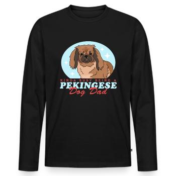 Pekingese Dad | Pekinese Dog Owner Gift - Men's Premium Organic Long Sleeve Shirt - black - Front - Nico (187cm)