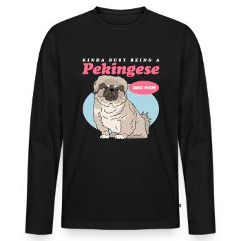 Pekingese Mom Pekinese Dog Owner Gift - Men's Premium Organic Long Sleeve Shirt - black - Front - Nico (187cm)