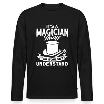 Magician Party Magic Tricks Performer Magician - Men's Premium Organic Long Sleeve Shirt - black - Front - Nico (187cm)