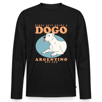 Dogo Argentino Papa Propriétaire de Chien Cadeau - T-shirt manches longues Premium bio Homme - noir - Devant - Nico (187cm)