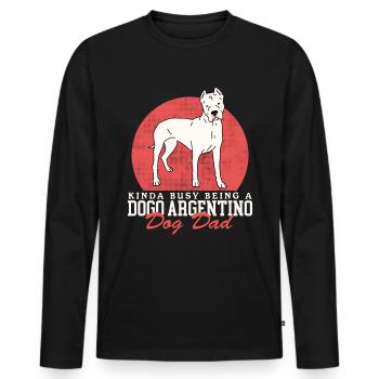 Dogo Argentino Papa Chien Propriétaire Cadeau - T-shirt manches longues Premium bio Homme - noir - Devant - Nico (187cm)