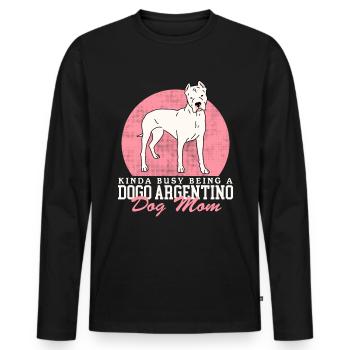 Dogo Argentino Maman Chien Propriétaire Cadeau - T-shirt manches longues Premium bio Homme - noir - Devant - Nico (187cm)
