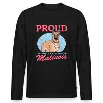 Malinois Maman | Cadeau Berger Belge - T-shirt manches longues Premium bio Homme - noir - Devant - Nico (187cm)