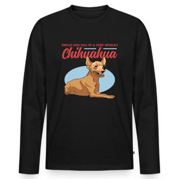 Chihuahua Papa Chien Propriétaire Chien Cadeau - T-shirt manches longues Premium bio Homme - noir - Devant - Nico (187cm)