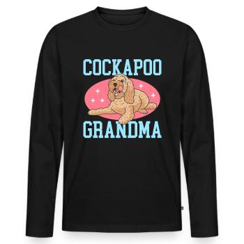 Cockapoo Grandma | Hunde Hundebesitzer Geschenk - Männer Premium Bio Langarmshirt - Schwarz - Vorne - Nico (187cm)