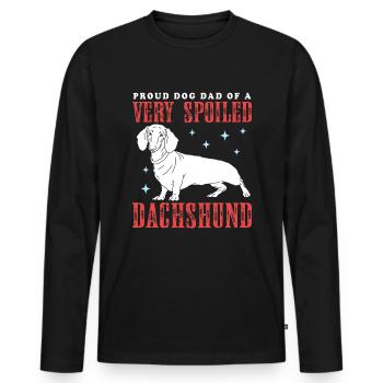 Teckel Papa Teckel Chien Propriétaire Cadeau - T-shirt manches longues Premium bio Homme - noir - Devant - Nico (187cm)