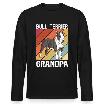 Bull Terrier Grand-père Chien Propriétaire de chien Cadeau - T-shirt manches longues Premium bio Homme - noir - Devant - Nico (187cm)