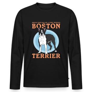 Papa terrier de Boston | Chien Chien Propriétaire Cadeau - T-shirt manches longues Premium bio Homme - noir - Devant - Nico (187cm)