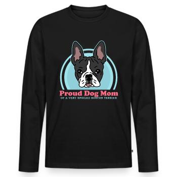 Boston Terrier Mom Bostie Dog Owner Gift - Men's Premium Organic Long Sleeve Shirt - black - Front - Nico (187cm)
