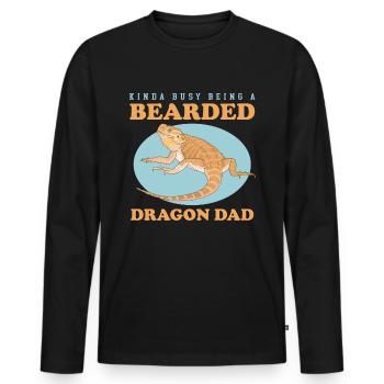 Bearded Dragon Dad Bearded Dragon Reptiles Gift - Men's Premium Organic Long Sleeve Shirt - black - Front - Nico (187cm)