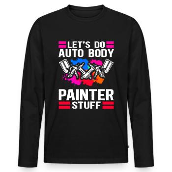 Peintre Véhicule Peintre Airbrush Cadeau - T-shirt manches longues Premium bio Homme - noir - Devant - Nico (187cm)