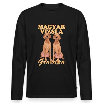 Magyar Vizsla Grandpa Dog Owner Gift - Men's Premium Organic Long Sleeve Shirt - black - Front - Nico (187cm)