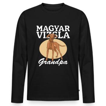 Magyar Vizsla Grandpa Dog Owner Gift - Men's Premium Organic Long Sleeve Shirt - black - Front - Nico (187cm)