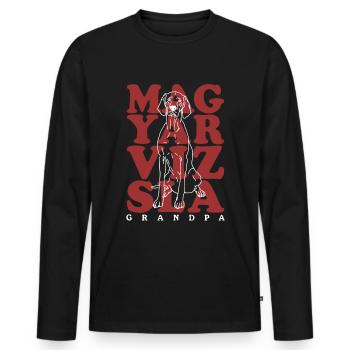 Magyar Vizsla Grandpa | Dog Owner Gift - Men's Premium Organic Long Sleeve Shirt - black - Front - Nico (187cm)