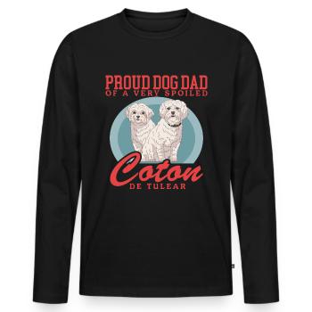 Coton de Tuléar Papa | Cadeau de propriétaire de chien - T-shirt manches longues Premium bio Homme - noir - Devant - Nico (187cm)