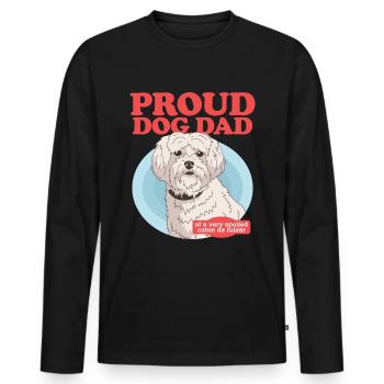 Coton de Tuléar Papa Chiens Chien Propriétaire Cadeau - T-shirt manches longues Premium bio Homme - noir - Devant - Nico (187cm)