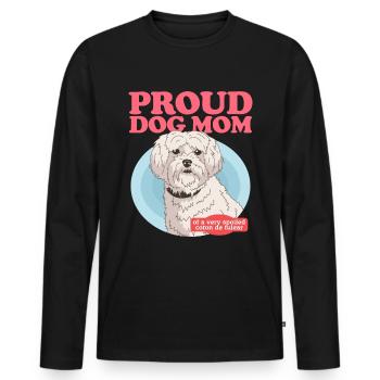 Coton de Tuléar Maman Chien Chien Propriétaire Cadeau - T-shirt manches longues Premium bio Homme - noir - Devant - Nico (187cm)