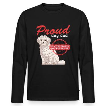 Coton de Tuléar Papa Chien Propriétaire Cadeau - T-shirt manches longues Premium bio Homme - noir - Devant - Nico (187cm)