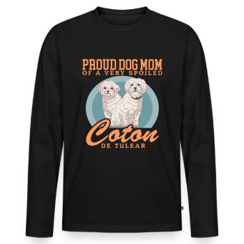 Coton de Tuléar Maman | Cadeau de propriétaire de chien - T-shirt manches longues Premium bio Homme - noir - Devant - Nico (187cm)