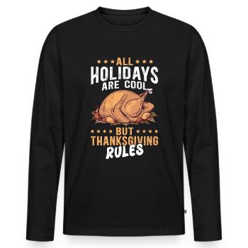 Thanksgiving Day Turkey Thanksgiving Gift - Men's Premium Organic Long Sleeve Shirt - black - Front - Nico (187cm)