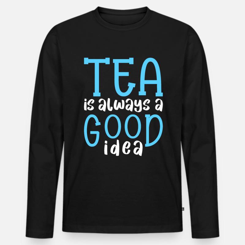 Teetrinker Teeliebhaber Geschenk Tee - Männer Premium Bio Langarmshirt - Schwarz