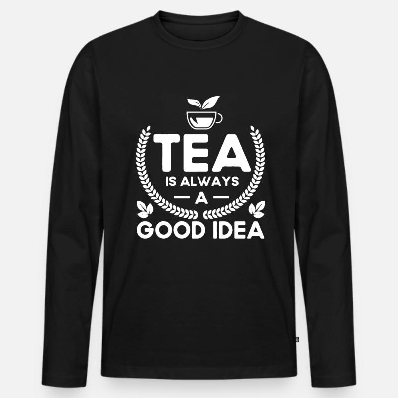 Teetrinker Teeliebhaber Geschenk Tee - Männer Premium Bio Langarmshirt - Schwarz