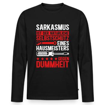 Hausmeister | Facility Manager Hauswart Geschenk - Männer Premium Bio Langarmshirt - Schwarz - Vorne - Nico (187cm)