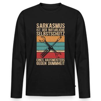 Hausmeister Facility Manager | Hauswart Geschenk - Männer Premium Bio Langarmshirt - Schwarz - Vorne - Nico (187cm)