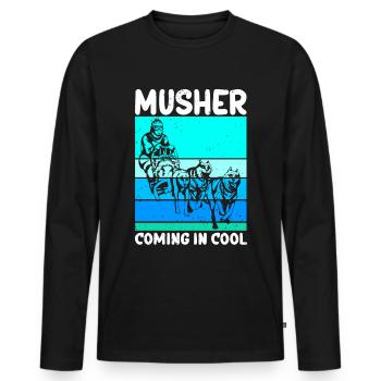 Mushing Hundeschlitten Schlittenhunde Geschenk - Männer Premium Bio Langarmshirt - Schwarz - Vorne - Nico (187cm)