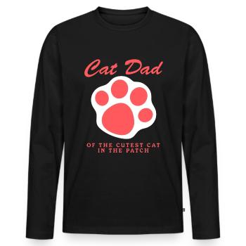 Chat Papa Chats Propriétaire de chat Chat Papa Cadeau - T-shirt manches longues Premium bio Homme - noir - Devant - Nico (187cm)