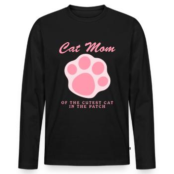 Chat Maman Chats Propriétaire de chat Chat Maman Cadeau - T-shirt manches longues Premium bio Homme - noir - Devant - Nico (187cm)