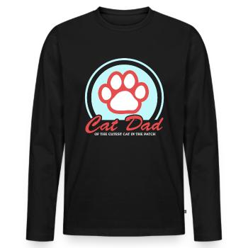 Chat Papa Chat Propriétaire Cadeau - T-shirt manches longues Premium bio Homme - noir - Devant - Nico (187cm)