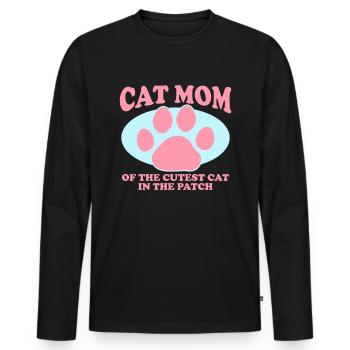 Chat Maman Chats Chat Maman Chat Propriétaire Cadeau - T-shirt manches longues Premium bio Homme - noir - Devant - Nico (187cm)