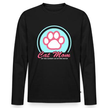 Chat Maman Chat Maman Chats Chat Propriétaire Cadeau - T-shirt manches longues Premium bio Homme - noir - Devant - Nico (187cm)