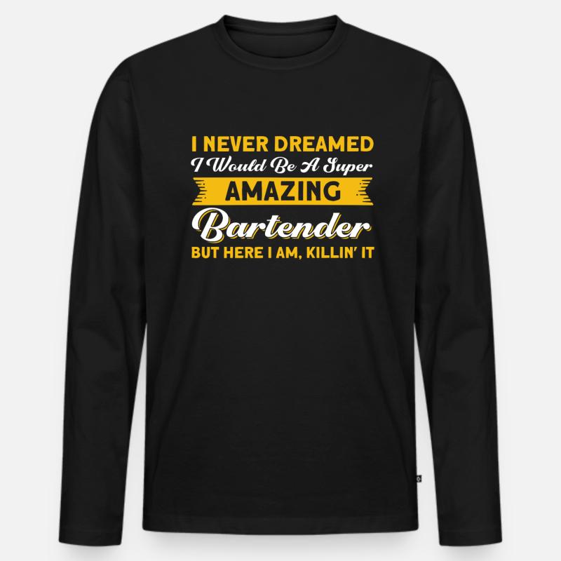 Barkeeper Geschenk Mixologist Spruch Bar - Männer Premium Bio Langarmshirt - Schwarz