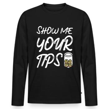 Barman Gift Mixologist Saying Bar - T-shirt manches longues Premium bio Homme - noir - Devant - Nico (187cm)