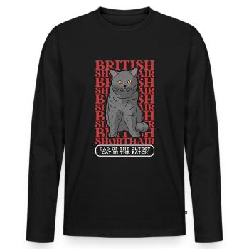 British Shorthair Papa Chats Chat Papa Cadeau - T-shirt manches longues Premium bio Homme - noir - Devant - Nico (187cm)