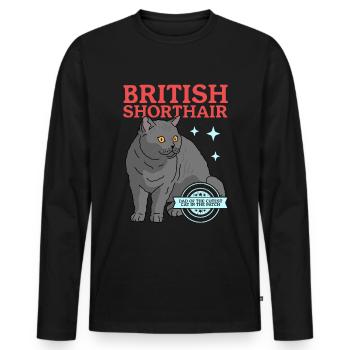 British Shorthair Papa Chat Chat Papa Cadeau - T-shirt manches longues Premium bio Homme - noir - Devant - Nico (187cm)