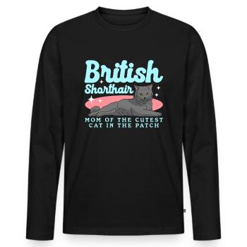 British Shorthair Mom Cat Mom Cats Cadeau - T-shirt manches longues Premium bio Homme - noir - Devant - Nico (187cm)
