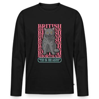 British Shorthair Mom Cats Cat Mom Cadeau - T-shirt manches longues Premium bio Homme - noir - Devant - Nico (187cm)