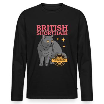 British Shorthair Mom Cat Cat Mom Cadeau - T-shirt manches longues Premium bio Homme - noir - Devant - Nico (187cm)