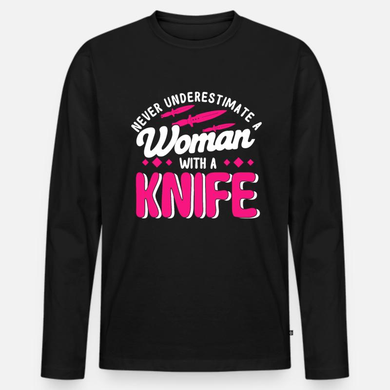 Messerwurfscheibe Geschenk Messerwerfer - Männer Premium Bio Langarmshirt - Schwarz