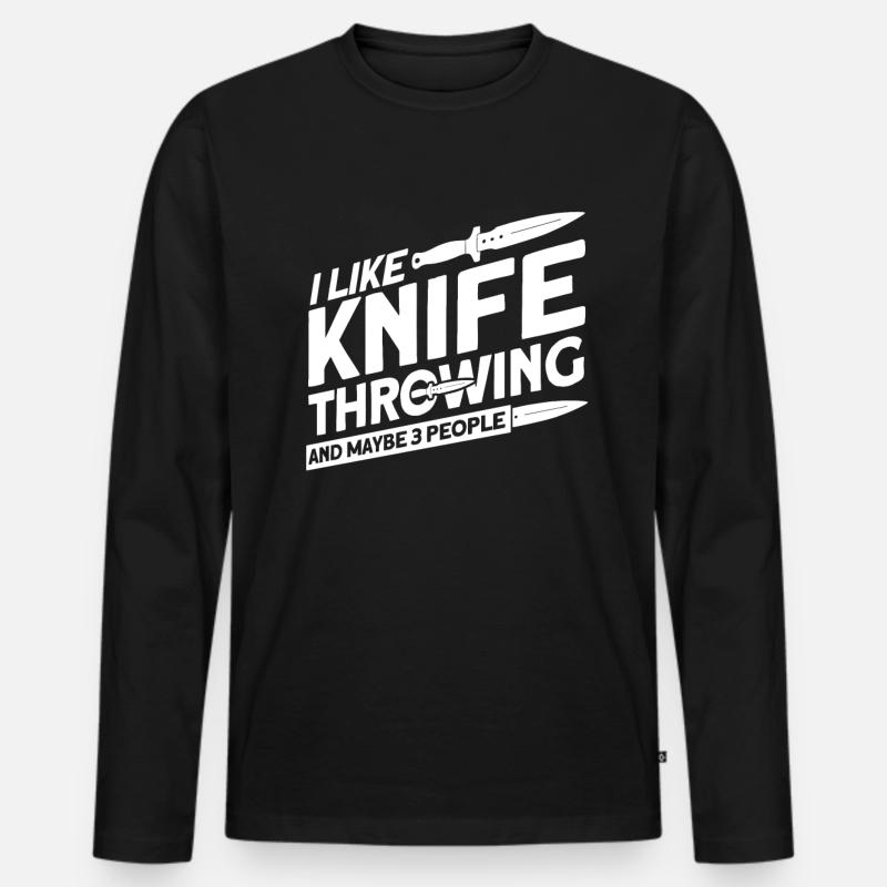 Messerwurfscheibe Geschenk Messerwerfer - Männer Premium Bio Langarmshirt - Schwarz