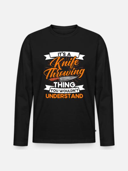 Messerwurfscheibe Geschenk Messerwerfer - Männer Premium Bio Langarmshirt - Schwarz