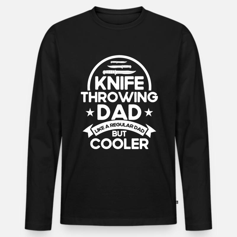 Messerwurfscheibe Geschenk Messerwerfer - Männer Premium Bio Langarmshirt - Schwarz